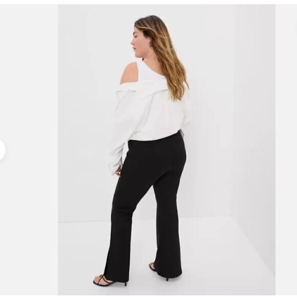 GAP High Rise Ponte Flare Pants Split Hem Pintuck Pleat Black 8 TALL NWT RT$90 - Picture 5 of 6